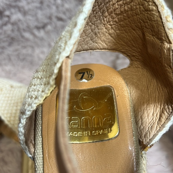 kanna wedge shoes espadrilles, w/ ankle strap EUC navy navy and beige/7.5 - Picture 9 of 9